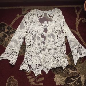Lace/knit cardigan